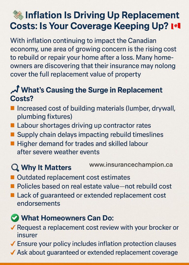 Canadian homeowner reviewing home insurance documents with a contractor, reflecting concerns over rising rebuild and replacement costs due to inflation.