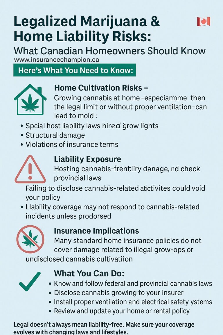 Canadian homeowner reviewing insurance policy while inspecting indoor cannabis plants for compliance and safety.