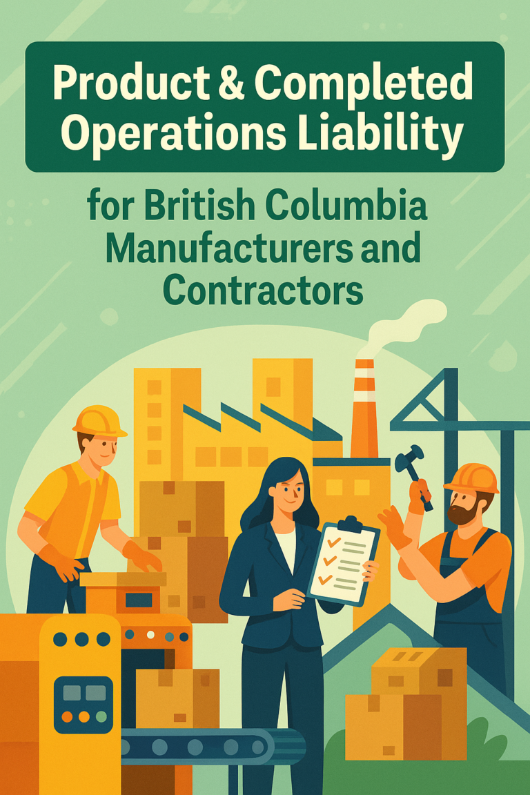 Product and Completed Operations Liability Insurance BC