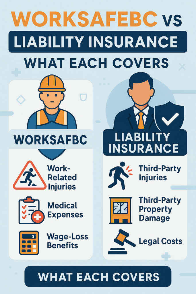 ⚖️ WorkSafeBC vs. Liability Insurance: What Each Covers 🇨🇦